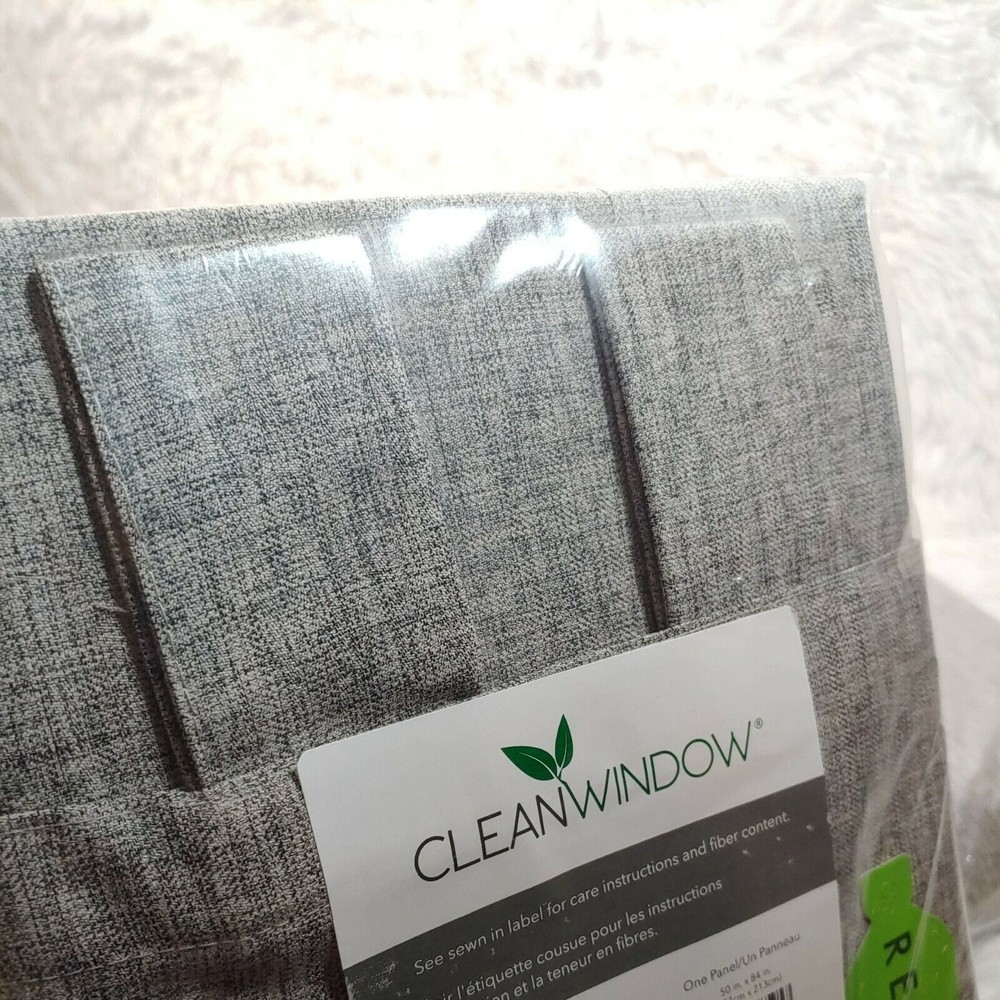 2x Clean Window Heathered Texture 50x84in Anti-Dust Curtain Grey Tab Panel NEW - Picture 4 of 5